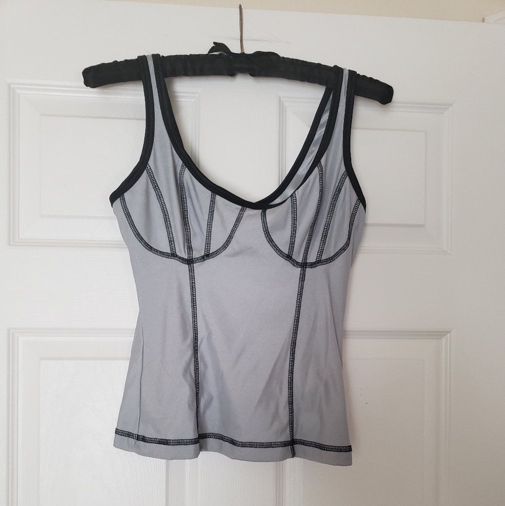 Gray with black trim nylon top